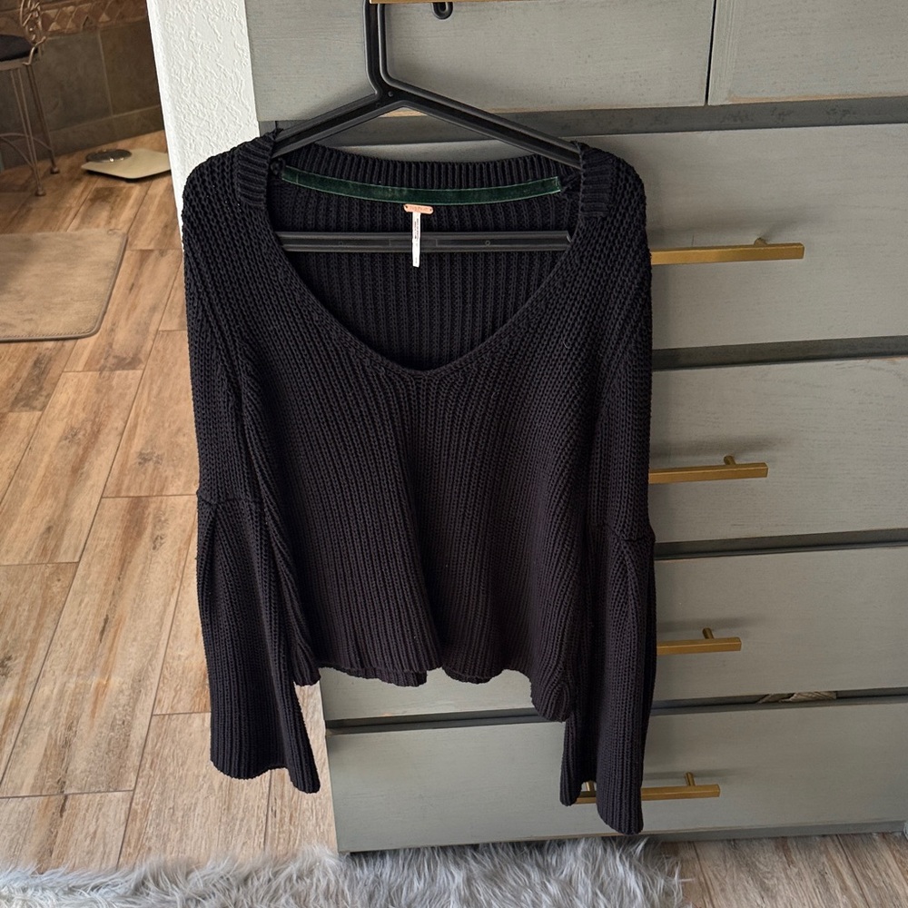 Free People Charcoal Knit Top